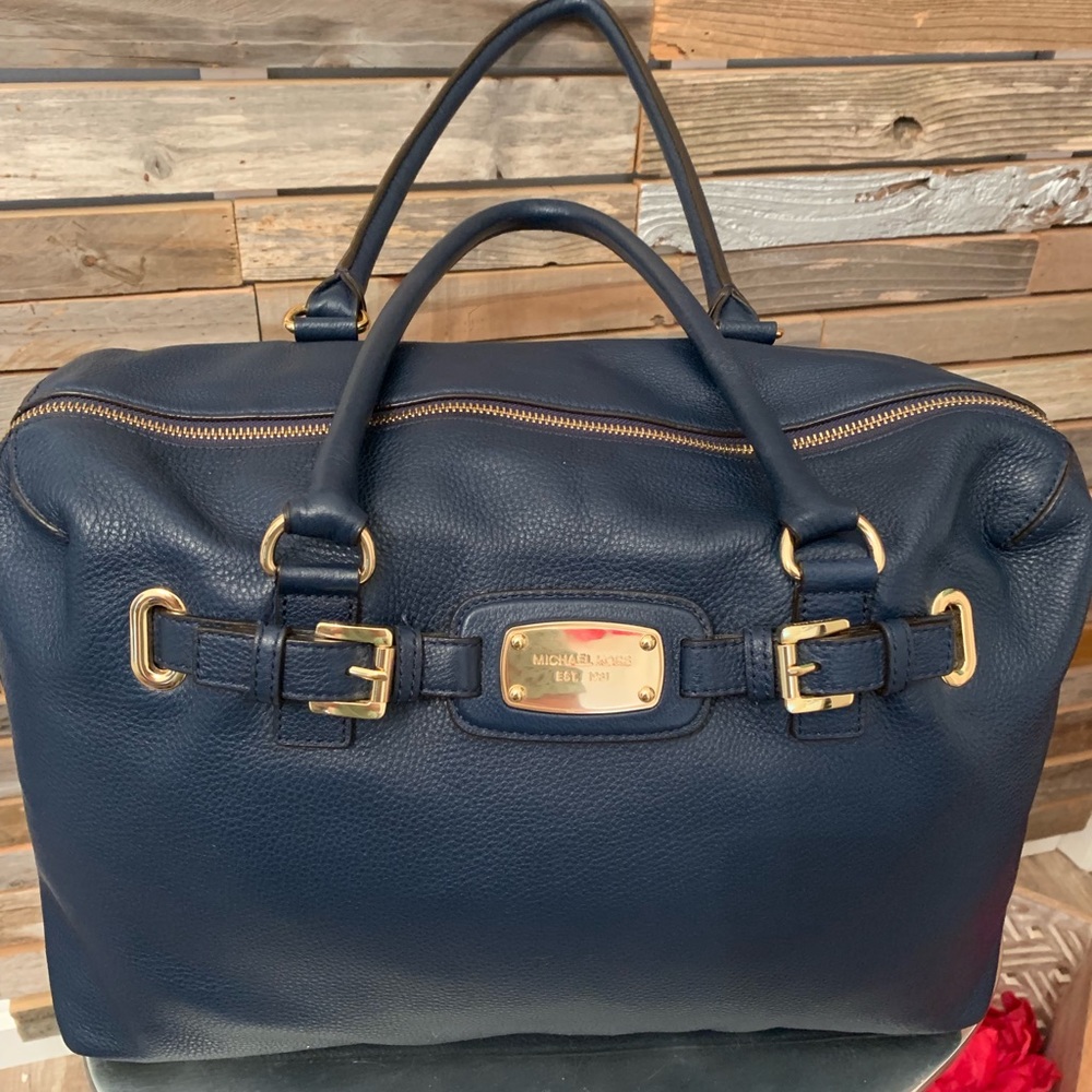 Michael Kors Blue Hamilton XL Weekender Bag.